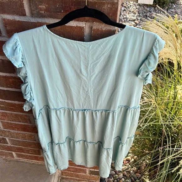 ZENANA Ladies 1X Mint Tiered Tunic or Minidress w/slight ruffles - Picture 8 of 8